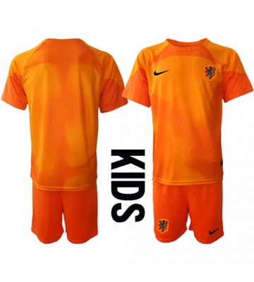 Netherlands Goalkeeper Replica Away Stadium Kit for Kids World Cup 2022 Short Sleeve (+ pants)